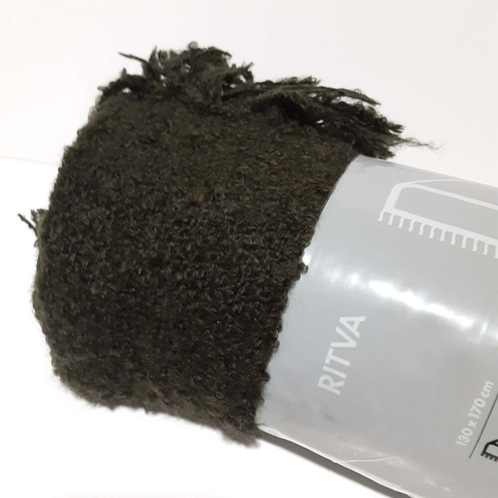 IKEA Ritva Throw Blanket Fringe Acrylic Mohair Poly 51" x 67" 130x170 cm NEW